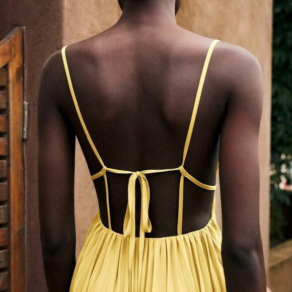 Yellow Sexy Women's Sleeveless Bohemian Tropical Holiday Dress - Picture 9 of 9